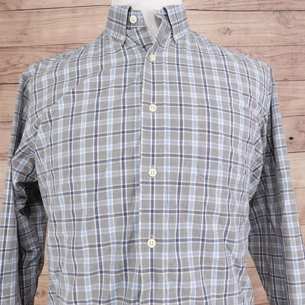 Daniel Cremieux Classics Shirt Mens L Gray Plaid Long‎ Sleeve Button-Up Cotton